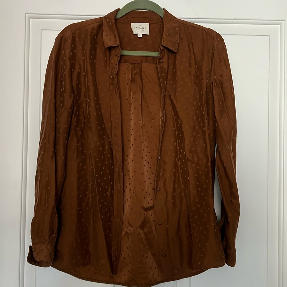 Polka dot burnt orange blouse